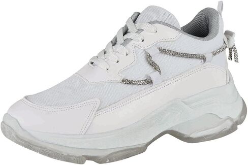 حذاء تنس نسائي أبيض من CASTALIA، أنيق، مريح، كاجوال، للمشي للسيدات، أحذية رياضية. نعل غير قابل للانزلاق. أحذية نسائية مثالية، أحذية رياضية بيضاء مع دعم مزدوج in Kuwait