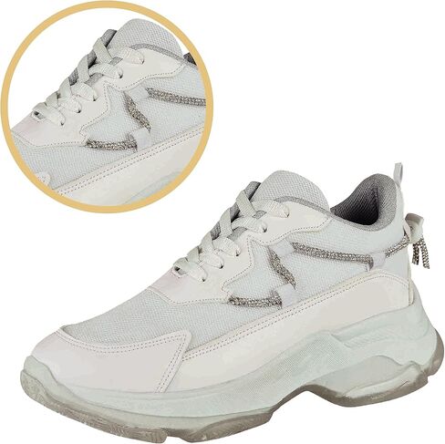 حذاء تنس نسائي أبيض من CASTALIA، أنيق، مريح، كاجوال، للمشي للسيدات، أحذية رياضية. نعل غير قابل للانزلاق. أحذية نسائية مثالية، أحذية رياضية بيضاء مع دعم مزدوج in Kuwait