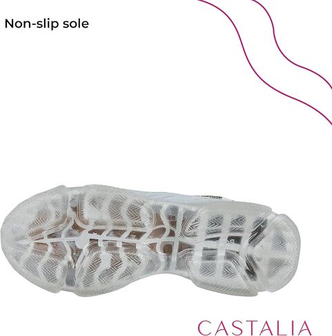 حذاء تنس نسائي أبيض من CASTALIA، أنيق، مريح، كاجوال، للمشي للسيدات، أحذية رياضية. نعل غير قابل للانزلاق. أحذية نسائية مثالية، أحذية رياضية بيضاء مع دعم مزدوج in Kuwait