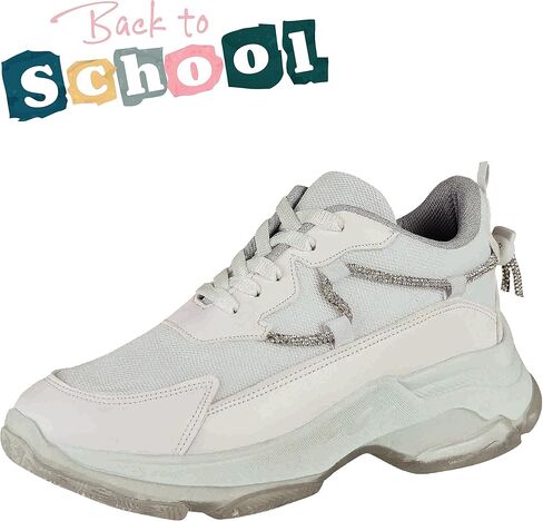 حذاء تنس نسائي أبيض من CASTALIA، أنيق، مريح، كاجوال، للمشي للسيدات، أحذية رياضية. نعل غير قابل للانزلاق. أحذية نسائية مثالية، أحذية رياضية بيضاء مع دعم مزدوج in Kuwait