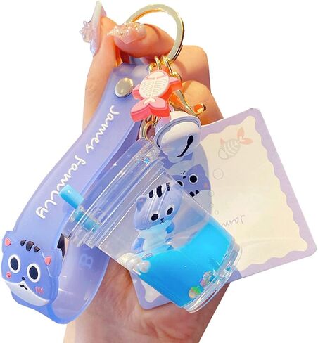 Rrtnocnf لطيف المفاتيح الحيوان السائل العائمة Kawaii سلاسل المفاتيح ظهره قلادة سحر السوار حلقة رئيسية لفتاة النساء in Kuwait