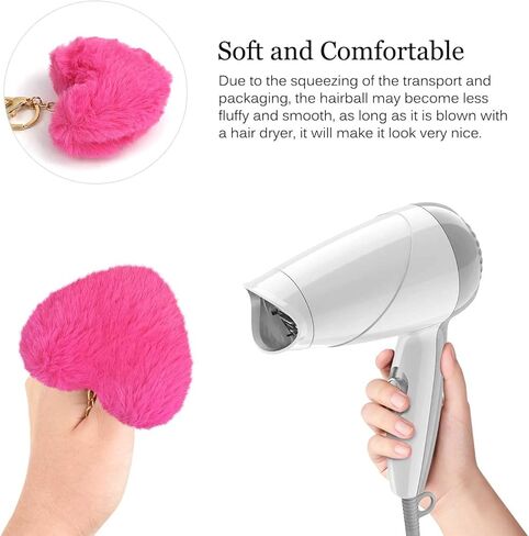 سلسلة مفاتيح بوم بوم ملونة على شكل قلب كبير من الفرو المنفوش للنساء in Kuwait