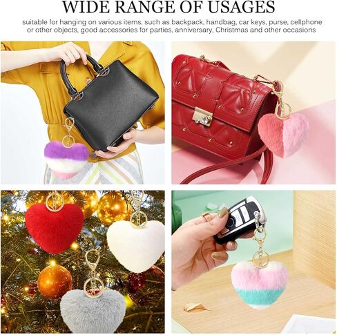سلسلة مفاتيح بوم بوم ملونة على شكل قلب كبير من الفرو المنفوش للنساء in Kuwait
