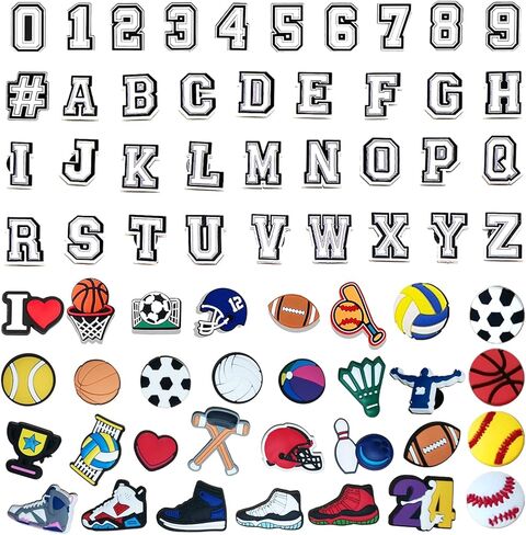 سافلدو 74 76 74+4 قطع سحر الأحذية بأرقام الحروف، حروف A-Z مزدوجة وأرقام 0-9 # سحر السدادة لأساور المعصم، تزيين للأولاد والمراهقين والبالغين هدايا عيد الميلاد in Kuwait