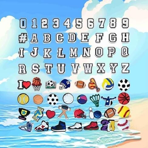 سافلدو 74 76 74+4 قطع سحر الأحذية بأرقام الحروف، حروف A-Z مزدوجة وأرقام 0-9 # سحر السدادة لأساور المعصم، تزيين للأولاد والمراهقين والبالغين هدايا عيد الميلاد in Kuwait