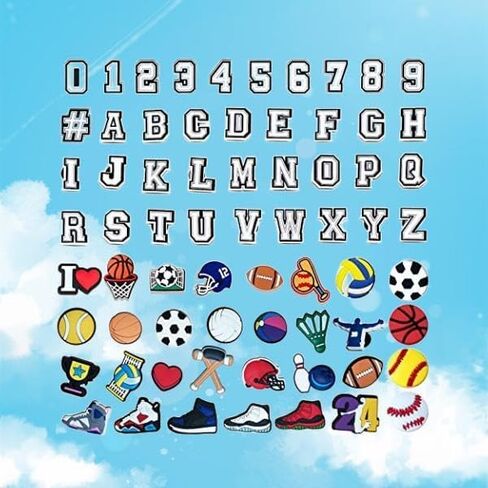سافلدو 74 76 74+4 قطع سحر الأحذية بأرقام الحروف، حروف A-Z مزدوجة وأرقام 0-9 # سحر السدادة لأساور المعصم، تزيين للأولاد والمراهقين والبالغين هدايا عيد الميلاد in Kuwait