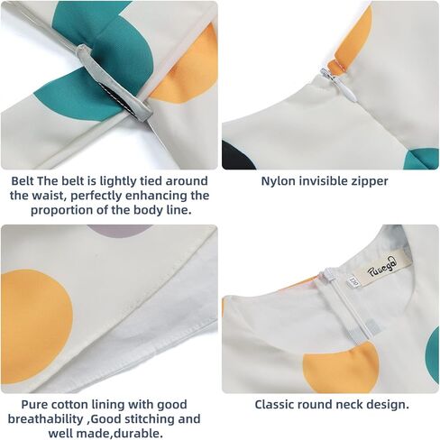 فستان PUSEGA للفتيات منقط كاجوال طويل ماكسي مزهّر مع حزام مع حزام للأطفال الصغار من سن 6 إلى 13 سنة in Kuwait