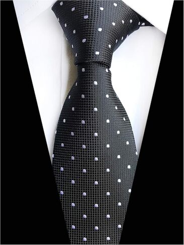 Men's Micro Checkered Polka Dot Striped Ties Jacquard Woven Formal Dress Necktie in Kuwait