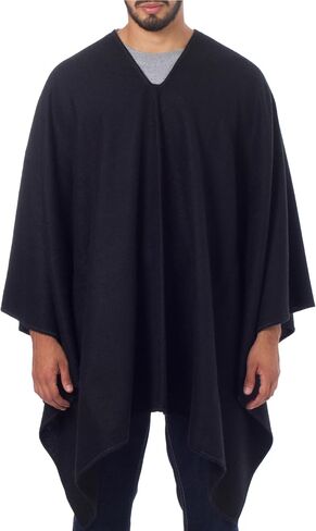NOVICA Artisan Handmade Men's Alpaca Blend Poncho Peruvian for in Warm Wool Acrylic Clothing Black Solid 'Inca Explorer in Black' in Saudi Arabia