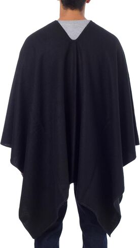 NOVICA Artisan Handmade Men's Alpaca Blend Poncho Peruvian for in Warm Wool Acrylic Clothing Black Solid 'Inca Explorer in Black' in Saudi Arabia