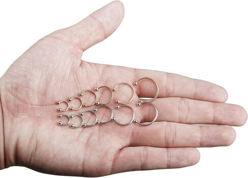 ORAZIO 12Pcs 14-16G Stainless Steel Nose Rings Septum Piercing Cartilage Horseshoe Earring Body Piercing 6MM-16MM in Kuwait