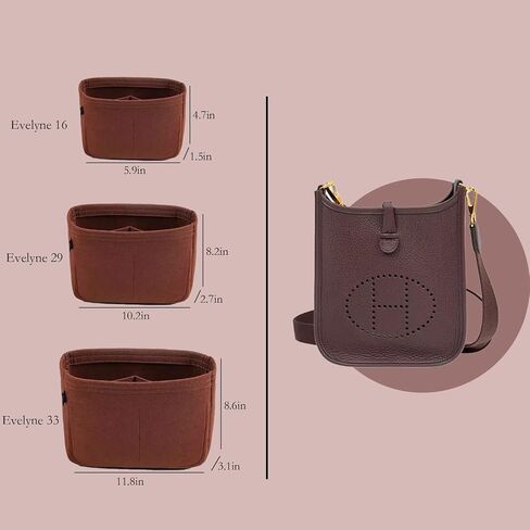 D.DUO Bag Organizer Insert, Tote Purse Insert, Pocket Wallet Divider for Hermes Evelyne 16/29/33(M(10.2×3×8.2),Grey) in Saudi Arabia