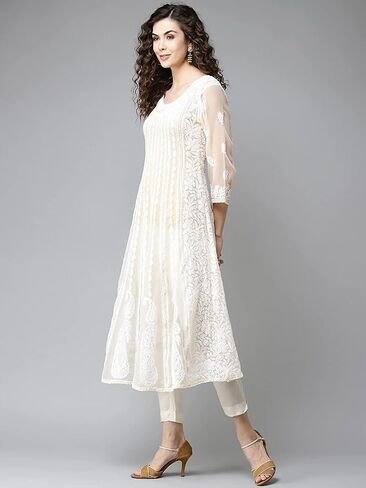 كورتا كورتا جورجيت اناركالي التقليدية الهندية المطرزة يدويًا من Ada للنساء A411207 in Kuwait