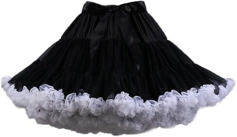 PhilaeEC Women's Elastic Chiffon Petticoat Puffy Tutu Tulle Skirt Princess Ballet Dance Pettiskirts Underskirt Multi-Layer in Saudi Arabia