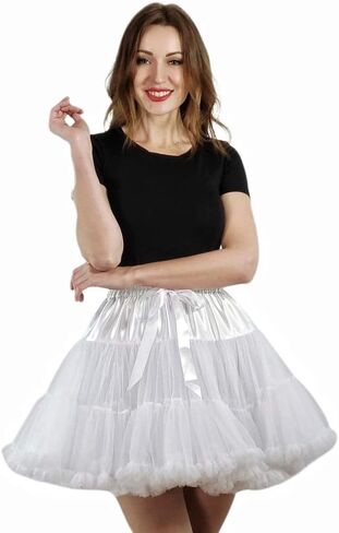 PhilaeEC Women's Elastic Chiffon Petticoat Puffy Tutu Tulle Skirt Princess Ballet Dance Pettiskirts Underskirt Multi-Layer in Kuwait