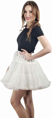 PhilaeEC Women's Elastic Chiffon Petticoat Puffy Tutu Tulle Skirt Princess Ballet Dance Pettiskirts Underskirt Multi-Layer in Kuwait