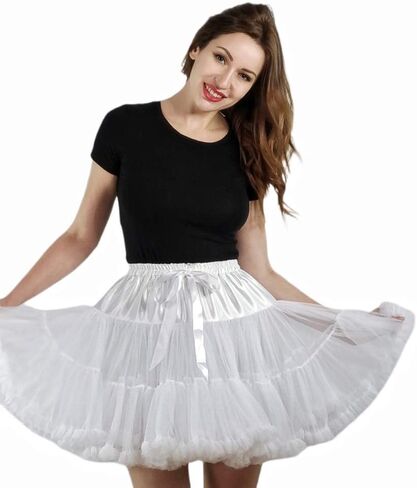 PhilaeEC Women's Elastic Chiffon Petticoat Puffy Tutu Tulle Skirt Princess Ballet Dance Pettiskirts Underskirt Multi-Layer in Kuwait