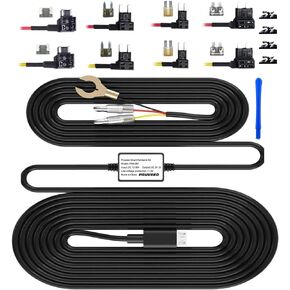 مجموعة أسلاك صلبة Pruveeo Smart Acc لكاميرا Dash تتيح مراقبة وضع ركن السيارة، وتحول 12V-24V إلى 5V/3A حماية الجهد المنخفض، هدية 8 كابل صنبور فيوز وأداة تركيب، تنطبق على D90-4CH in Kuwait