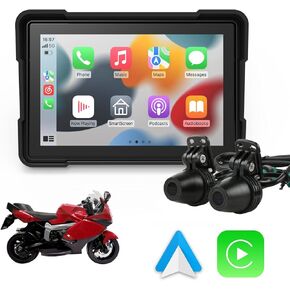 شاشة Carplay محمولة للدراجات النارية، CarPlay لاسلكي ونظام تحديد المواقع Android Auto للدراجات النارية، شاشة لمس IPS مقاس 5 بوصات، مقاومة للماء IPX7، بلوتوث مزدوج، دعم Siri وGoogle Assistant in Kuwait