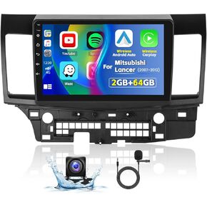 Roinvou 2+64G Android 13 CarPlay Stereo لـ 2007-2012 Mitsubishi Lancer، راديو CarPlay اللاسلكي مع Android Auto، شاشة لمس 10.1 بوصة داخل لوحة القيادة GPS ودعم مرآة Link BT HiFi WiFi RDS SWC