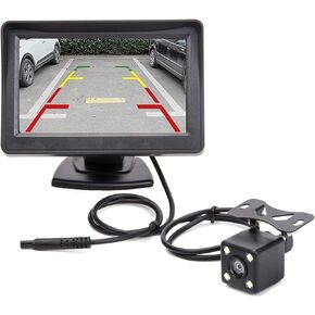 شاشة مرآة السيارة Yasoca مقاس 4.3 بوصة، رؤية خلفية للمركبة، كاميرا LED احتياطية للسيارة، نظام ركن سيارات فيديو للسيارات والشاحنات والشاحنات الصغيرة وسيارات الدفع الرباعي سهلة التركيب in Kuwait