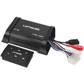 مضخم صوت بلوتوث نطاق كامل، فئة A/B، جهاز تحكم عن بعد لاسلكي، مدخل Aux، مدخل USB للدراجات، الدراجات النارية، عربة الجولف، ATV، RZR، جرار، حوض استحمام ساخن