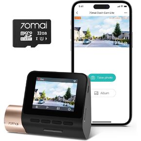 70mai Dash Cam Lite، 70mai Micro SD Card 32GB، 1080P Full HD، Sony IMX307، مستشعر G مدمج، زاوية واسعة 130 درجة FOV، WDR، رؤية ليلية، تسجيل حلقي in Kuwait