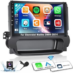 2+32G ستيريو سيارة أندرويد لسيارة شيفروليه تشيفي ماليبو 2009-2014 مع Apple Carplay Android Auto Mirror Link Change Theme 9 بوصة شاشة تعمل باللمس FM RDS DSP SWC Bluetooth WiFi GPS+AHD Camera & MIC in Kuwait