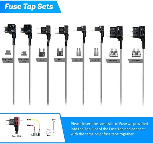 مجموعة أسلاك صلبة Pruveeo Smart Acc لكاميرا Dash تتيح مراقبة وضع ركن السيارة، وتحول 12V-24V إلى 5V/3A حماية الجهد المنخفض، هدية 8 كابل صنبور فيوز وأداة تركيب، تنطبق على D90-4CH in Kuwait