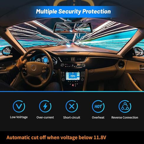 مجموعة أسلاك صلبة Pruveeo Smart Acc لكاميرا Dash تتيح مراقبة وضع ركن السيارة، وتحول 12V-24V إلى 5V/3A حماية الجهد المنخفض، هدية 8 كابل صنبور فيوز وأداة تركيب، تنطبق على D90-4CH in Kuwait