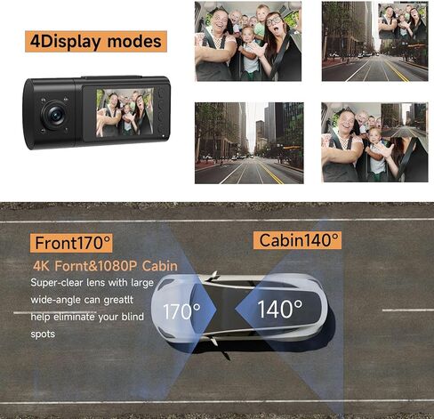 DUOYOUNG Dash Cam أمامية وخلفية، 1080P Full HD Dual Dash Camera للسيارات، بطاقة SD 32 جيجابايت مجانية، شاشة IPS 2.0 بوصة، رؤية ليلية، زاوية واسعة 170 درجة، WDR، وضع انتظار السيارات 24 ساعة G-Sensor in Kuwait