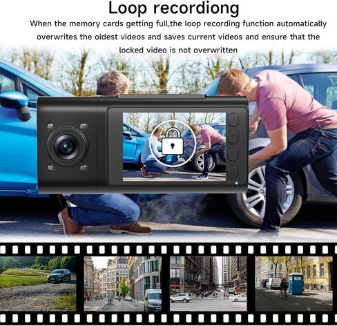 DUOYOUNG Dash Cam أمامية وخلفية، 1080P Full HD Dual Dash Camera للسيارات، بطاقة SD 32 جيجابايت مجانية، شاشة IPS 2.0 بوصة، رؤية ليلية، زاوية واسعة 170 درجة، WDR، وضع انتظار السيارات 24 ساعة G-Sensor in Kuwait