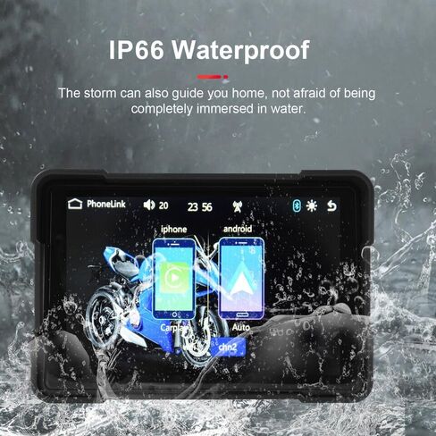 شاشة Carplay محمولة للدراجات النارية، CarPlay لاسلكي ونظام تحديد المواقع Android Auto للدراجات النارية، شاشة لمس IPS مقاس 5 بوصات، مقاومة للماء IPX7، بلوتوث مزدوج، دعم Siri وGoogle Assistant in Kuwait