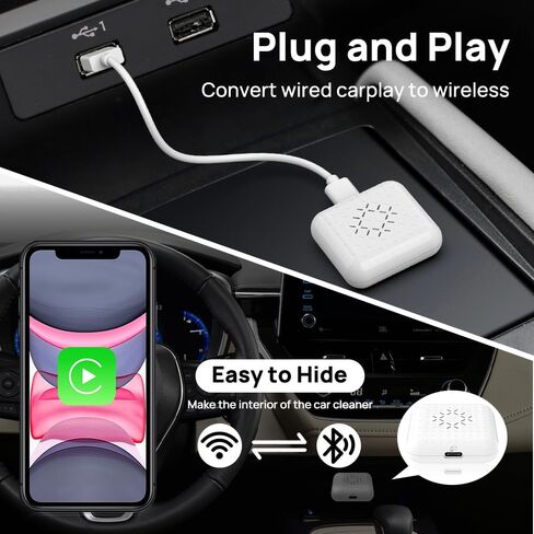 محول CarlinKit 3.0 صغير لجهاز iPhone iOS 10+ وللسيارات المزودة بسلك Carplay من المصنع، محول CarPlay المحسن لعام 2023 يحول CarPlay السلكي إلى لاسلكي، بدون تأخير، سهل الاستخدام، دونجل صغير أنيق وخفيف الوزن in Saudi Arabia