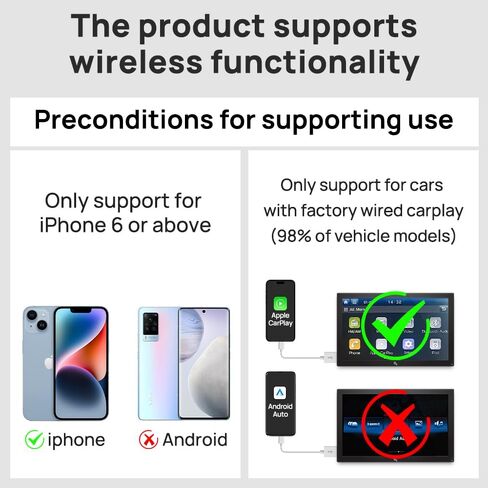 محول CarlinKit 3.0 صغير لجهاز iPhone iOS 10+ وللسيارات المزودة بسلك Carplay من المصنع، محول CarPlay المحسن لعام 2023 يحول CarPlay السلكي إلى لاسلكي، بدون تأخير، سهل الاستخدام، دونجل صغير أنيق وخفيف الوزن in Saudi Arabia