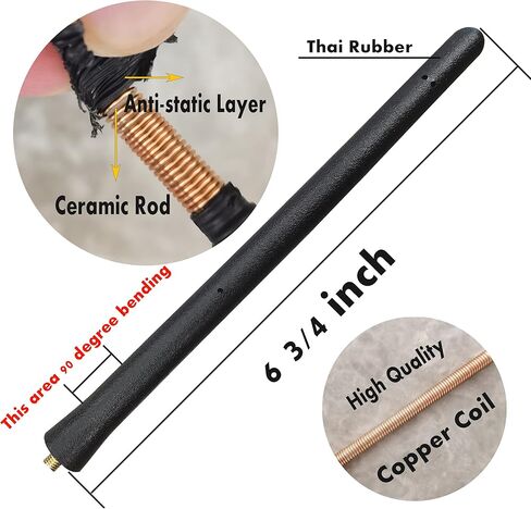 6 3/4 Inch Rubber Antenna for Ford Transit Connect (2010-2019) Radio Premium Reception - Car Wash Proof, Internal Copper Coil Antenna Mast Replacement in Saudi Arabia