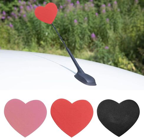 زخرفة هوائي السيارة، MoreChioce EVA Love Shape سيارة هوائي توبر تزيين السيارة هوائي توبر قبعة هوائي ديكورات خارجية لمعظم السيارات، وردي in Kuwait