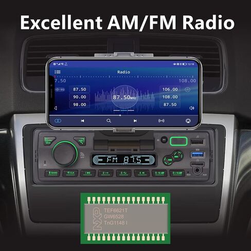 ستيريو سيارة من ال اكس كيه ال اس زد مع بلوتوث واحد دين مع تحكم عن طريق التطبيق، مشغل MP3 يدعم المكالمات بدون استخدام اليدين/USB/FM/AM/TF/AUX-in/EQ، مستقبل راديو السيارة مع حامل جوال وميكروفون خارجي in Kuwait