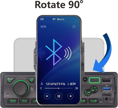 ستيريو سيارة من ال اكس كيه ال اس زد مع بلوتوث واحد دين مع تحكم عن طريق التطبيق، مشغل MP3 يدعم المكالمات بدون استخدام اليدين/USB/FM/AM/TF/AUX-in/EQ، مستقبل راديو السيارة مع حامل جوال وميكروفون خارجي in Kuwait