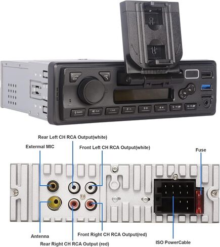 ستيريو سيارة من ال اكس كيه ال اس زد مع بلوتوث واحد دين مع تحكم عن طريق التطبيق، مشغل MP3 يدعم المكالمات بدون استخدام اليدين/USB/FM/AM/TF/AUX-in/EQ، مستقبل راديو السيارة مع حامل جوال وميكروفون خارجي in Kuwait