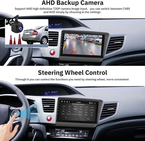 for Honda Civic 2012-2015 Android Car Stereo with Wireless Carplay Android Auto, 9 Inch Touch Screen Bluetooth Car Radio Support GPS Navigation WiFi HiFi Audio FM SWC USB + HD Backup Camera in Saudi Arabia