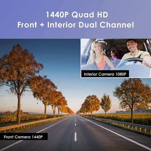 فايوفو كاميرا تابلوه مزدوجة 2K، كاميرا امامية 1440P و1080P داخل المقصورة للسيارة مع واي فاي ونظام تحديد المواقع ورؤية ليلية بالاشعة تحت الحمراء، وضع وقوف السيارات، مكثف فائق، تدعم 256GB كحد اقصى (A129 in Kuwait