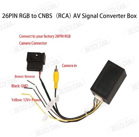 26 دبوس RGB الى CVBS (RCA) محول كاميرا عكسية لاشارة ايه في، يمكن فك تشفير متوافق مع فولكس فاجن باسات سي سي تيجوان مع كاميرا الرؤية الخلفية الأصلية RGB in Kuwait