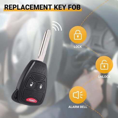 Car Key Fob Keyless Entry Remote Compatible with Chrysler 200/300/ Aspen/Dodge Charger/Ram/Durango/Wrangler/Commander etc. 3 Buttons OHT692427AA Key Remote Clicker- Pack of 2 in Kuwait
