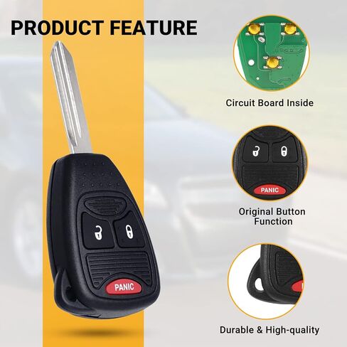 Car Key Fob Keyless Entry Remote Compatible with Chrysler 200/300/ Aspen/Dodge Charger/Ram/Durango/Wrangler/Commander etc. 3 Buttons OHT692427AA Key Remote Clicker- Pack of 2 in Kuwait