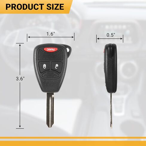 Car Key Fob Keyless Entry Remote Compatible with Chrysler 200/300/ Aspen/Dodge Charger/Ram/Durango/Wrangler/Commander etc. 3 Buttons OHT692427AA Key Remote Clicker- Pack of 2 in Kuwait