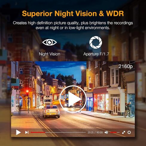 كاميرا قياس RexingUSA V1GW-4K UltraHD: مسجل GPS، واي فاي، عدسة عريضة 170 درجة، شاشة LCD 2.4 بوصة، WDR، تسجيل حلقي، دعم 256 جيجابايت، تمكين التطبيق، تقنية Supercapacitor in Kuwait