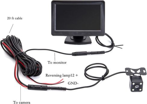 شاشة مرآة السيارة Yasoca مقاس 4.3 بوصة، رؤية خلفية للمركبة، كاميرا LED احتياطية للسيارة، نظام ركن سيارات فيديو للسيارات والشاحنات والشاحنات الصغيرة وسيارات الدفع الرباعي سهلة التركيب in Kuwait