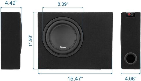 Taramp's T 500SW-R PS 8" 500 watts Loaded Subwoofer Enclosure 250 Watts RMS 4 Ohms, Loudspeaker, Sub Enclosure Black Box 500W MAX, High Power Car Audio, Passive Box in Saudi Arabia