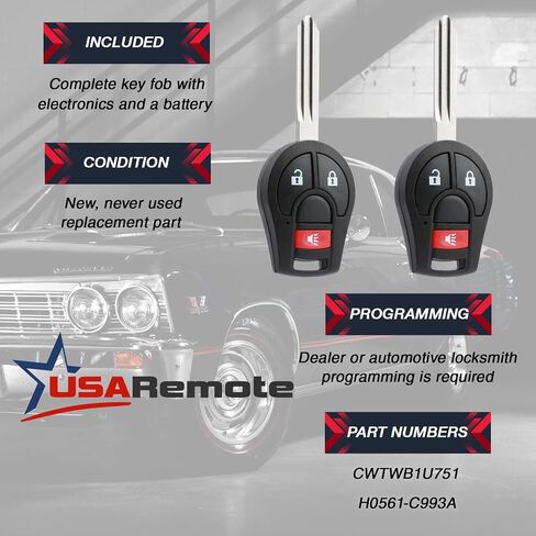 جهاز تحكم عن بعد للدخول بدون مفتاح يناسب Nissan Rogue Cube Juke Versa NV 2008 2009 2010 2011 2012 2013 2014 (CWTWB1U751)، مجموعة من 2 in Kuwait